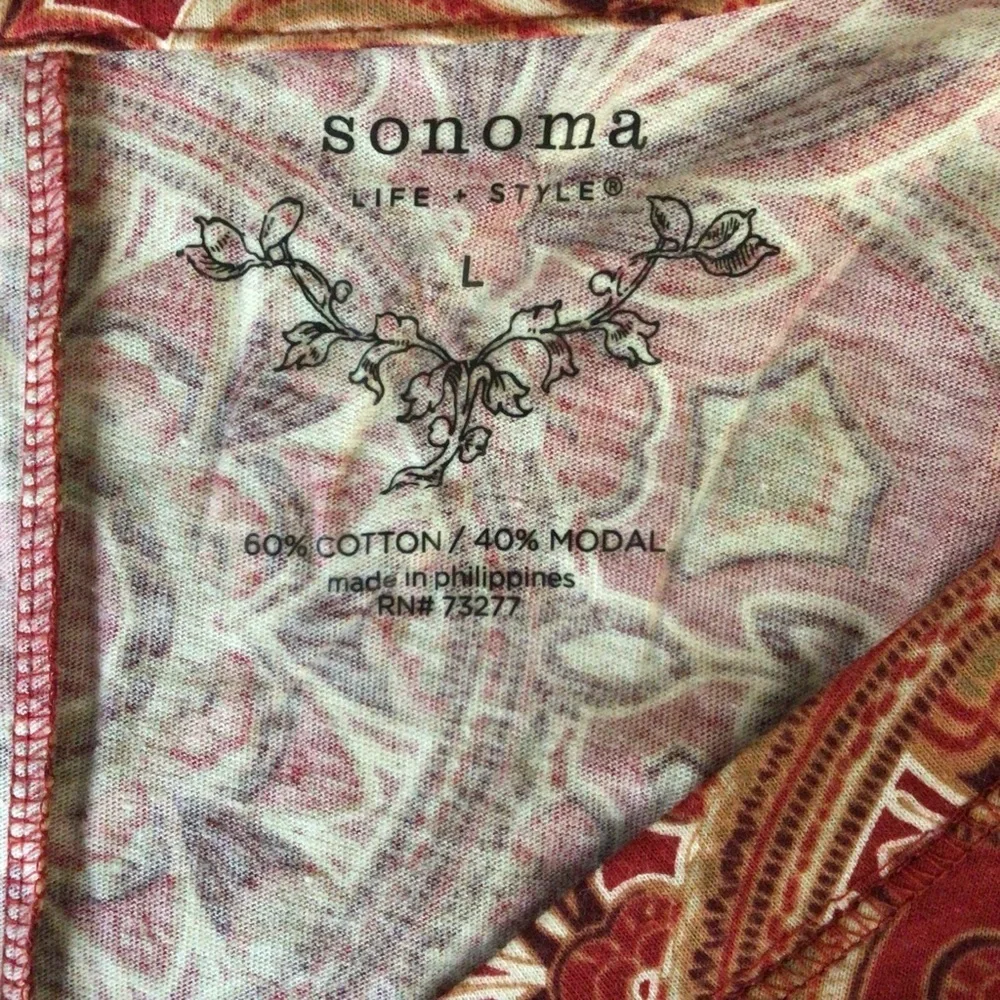 Sonoma Long Sleeve V-Neck Top - Size Large - Picture 5 of 9